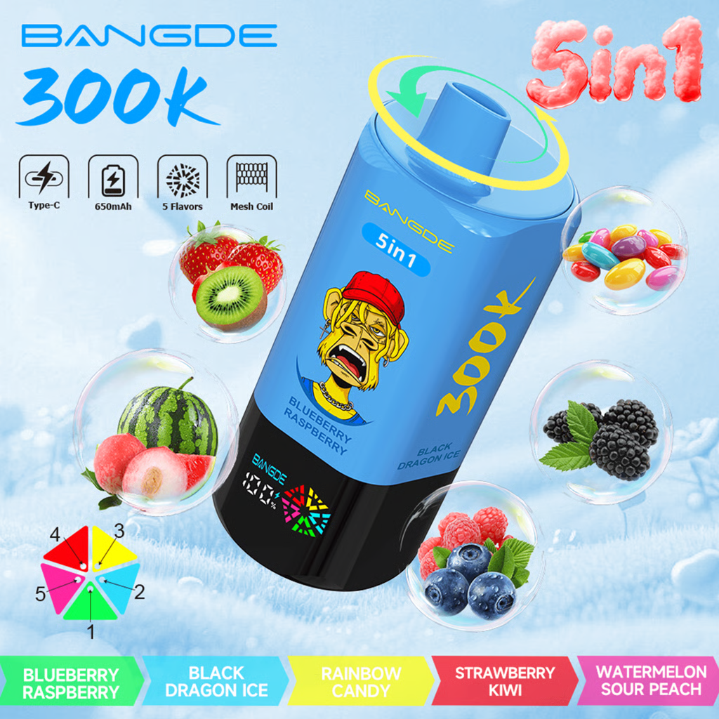 Bang DE 300K 5-in-1Disposable Vape|Up to 300,000 Puffs & Five Flavors in One Device