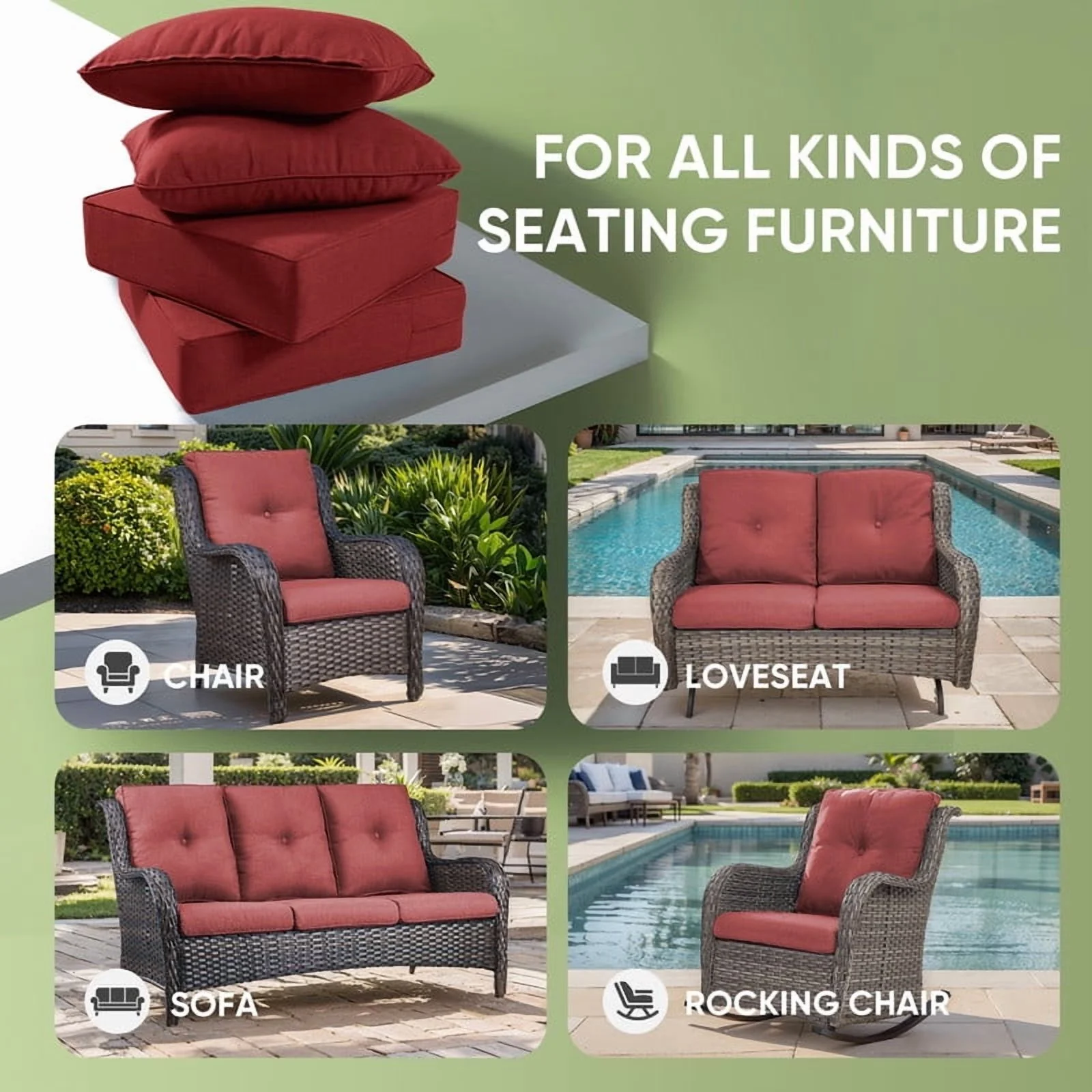 Bellefurn Outdoor Deep Seat Cushion 24 X 24 X 6 inch for Patio Furniture,Outdoor Chair Cushions Waterproof & Fade Resistant Patio Furniture Cushions for Wicker Chair, Sofa, Couch - Image 35