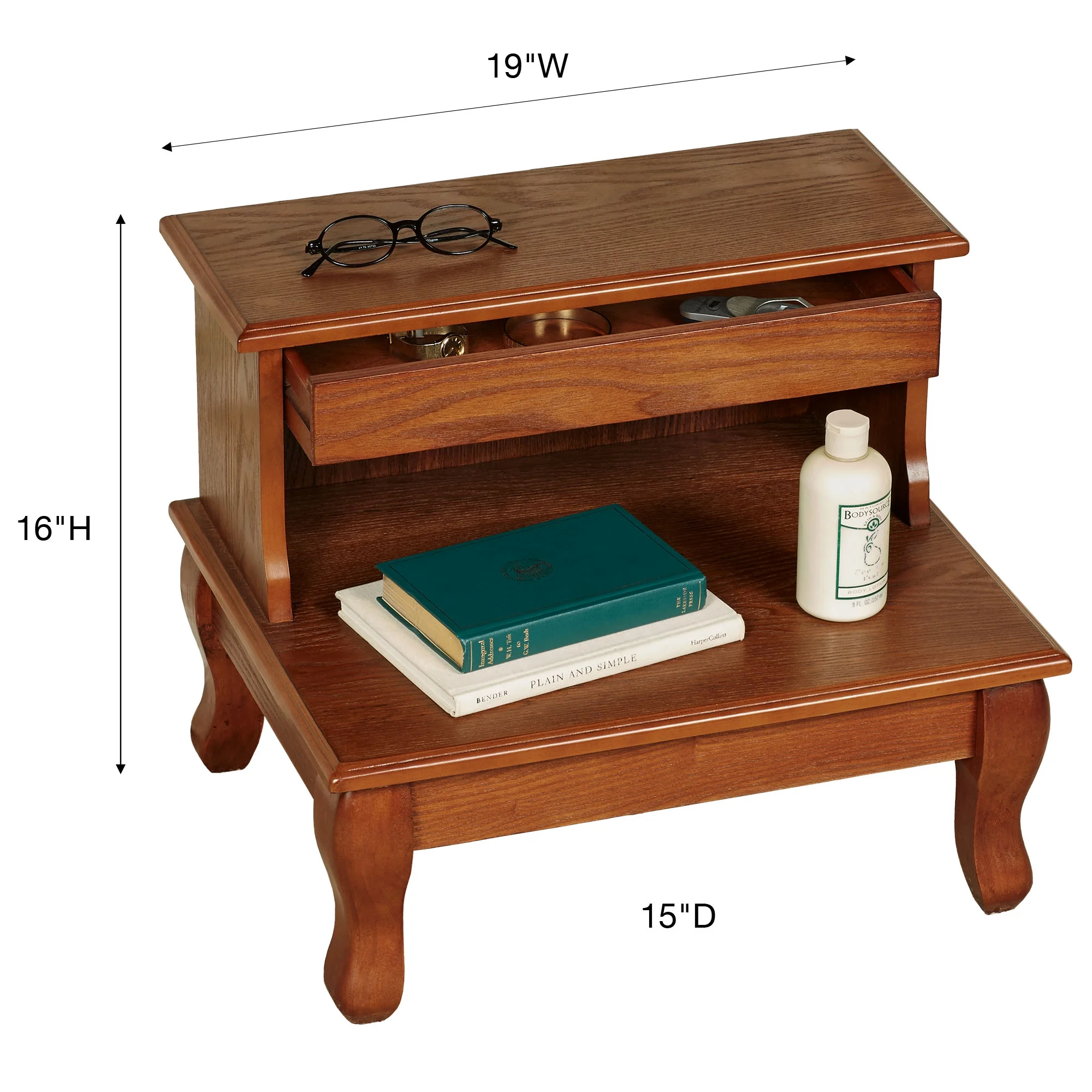 Cessilee Wooden Bed Steps with Storage 16 Inches High - Image 9