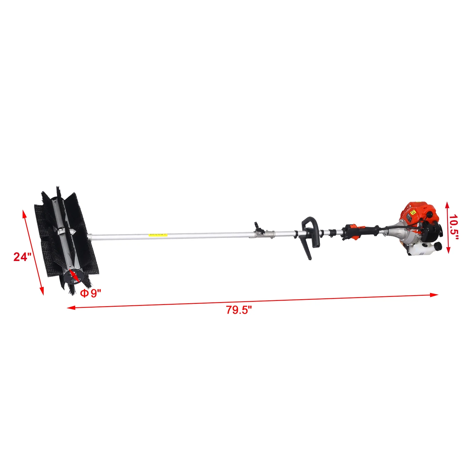 Power Snow Sweeper Brush Machine, 52cc Gasoline Walk-Behind Power Broom for Artificial Lawn Dirt Debris, 24" X 9" Brush, EPA Approved - Image 7