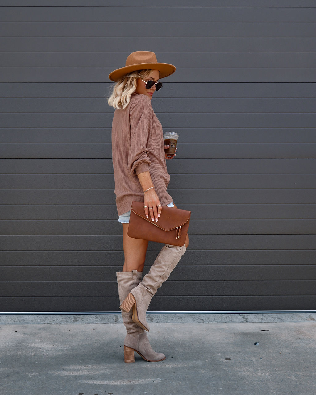 Forest Adventures Waffle Knit Oversized Top - Mocha - Se7enfashion