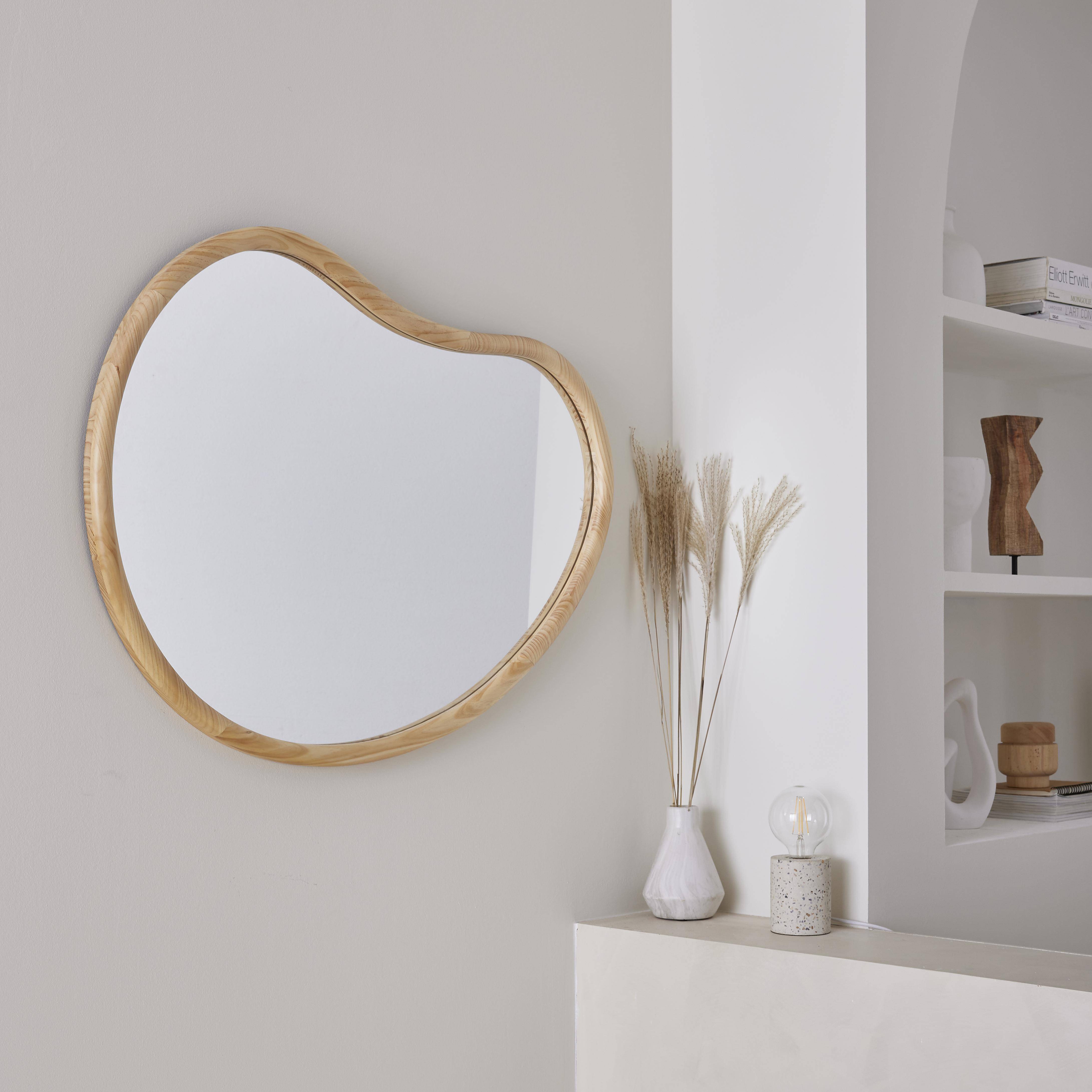Jacob - Espejo de madera de abeto decorativo de pared, 95cm
