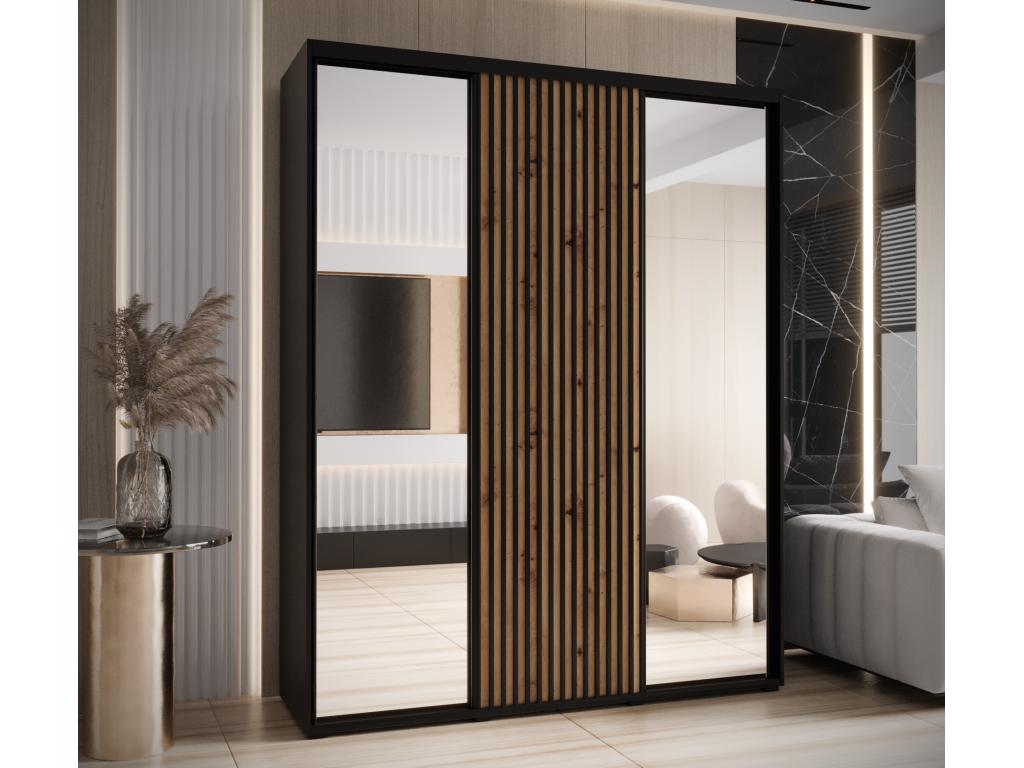 ARMARIO SAPPORO 2 DE PUERTAS CORREDERAS 205,2/190/60 3 puertas (negro/negro)