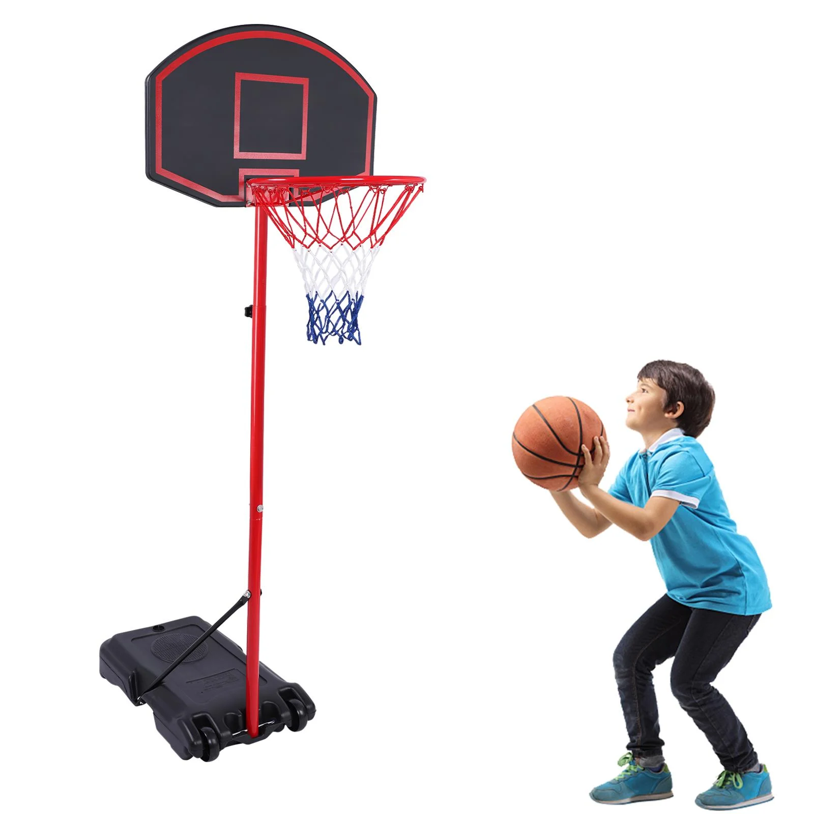 Ktaxon 5.2' to 6.9' Adjustable Basketball Hoop Stand with Wheels, Backboard, Rim Net,Portable for Teenager Indoor/Outdoor Fitness Exercise - Image 8
