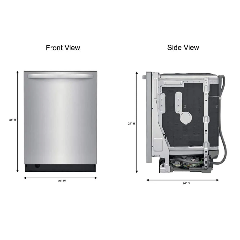 Frigidaire 24 in. Stainless Steel Top Control Built-In Tall Tub Dishwasher with Stainless Steel Tub and 3rd Level Rack, 49 dBA