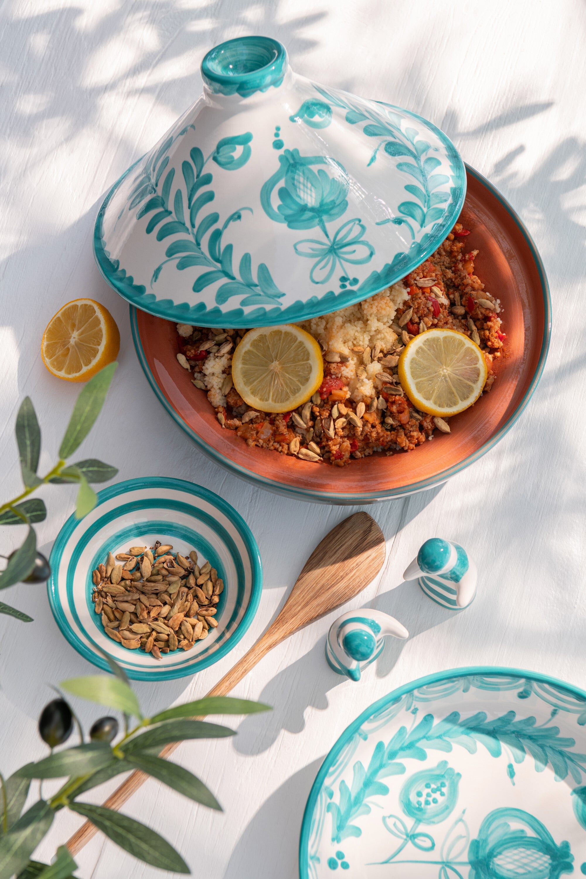 J-Line tajine Granada - keramiek - wit aqua
