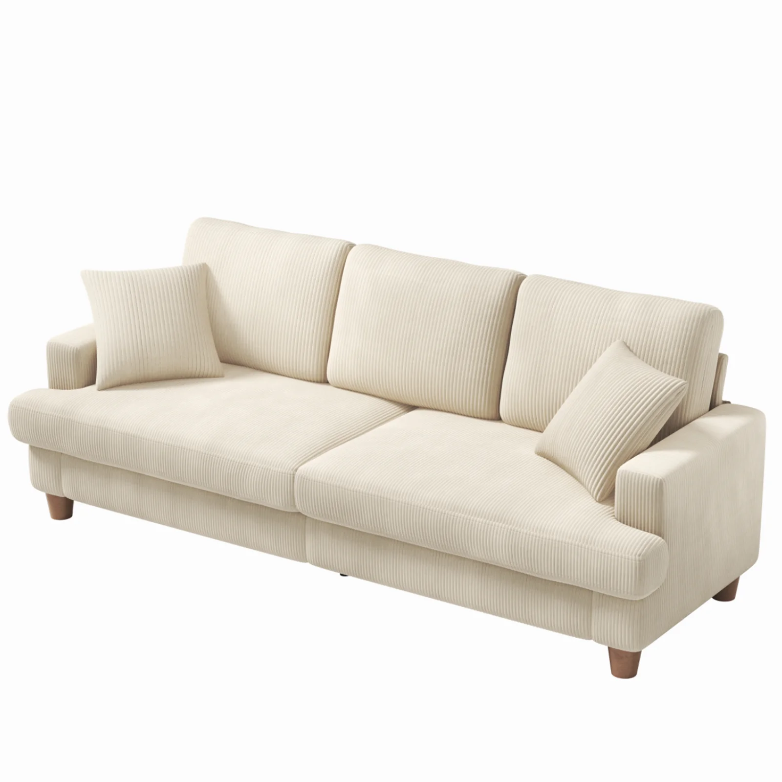 87" Corduroy Sofa,3 Seater Sofa with Extra Deep Seats,Neche Comfy Upholstered Couch for Living Room,2 Pillows,Green - Image 18
