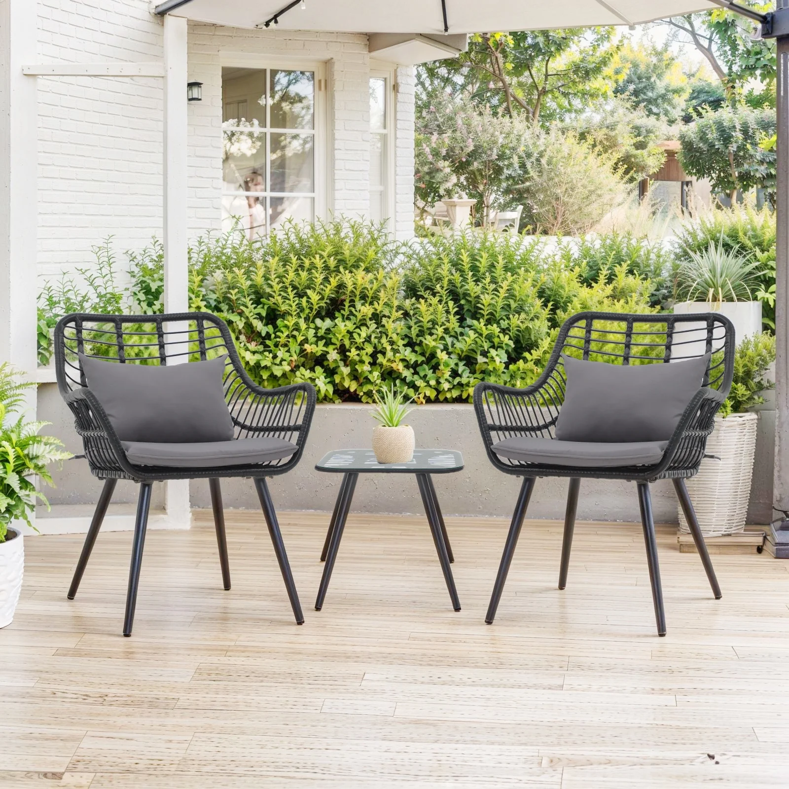 Patio Furniture Set, Betcozy3 Pieces Outdoor Chairs Set with Glass Coffee Table for Garden, Bistro, Porch, Balcony, Backyard - Image 22