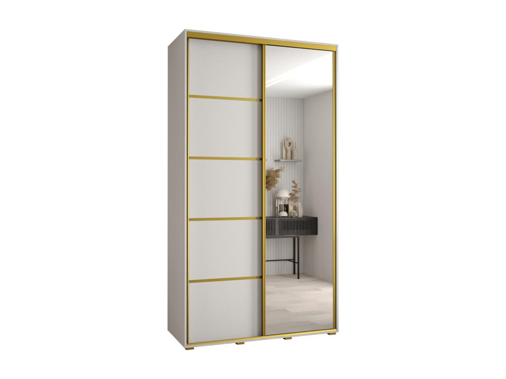 ARMARIO DAVOS 5 DE PUERTAS CORREDERAS 235,2/130/45 2 puertas (Blanco/Blanco/Oro)