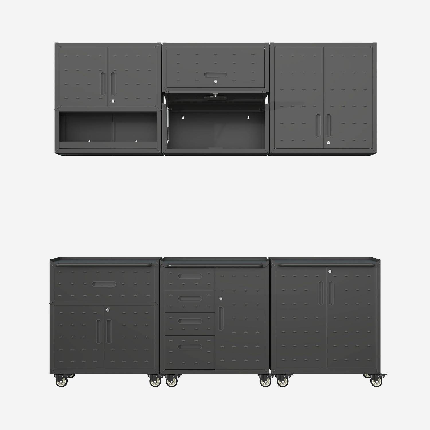 Bobby - Muebles de almacenamiento para garaje de acero, 6 módulos