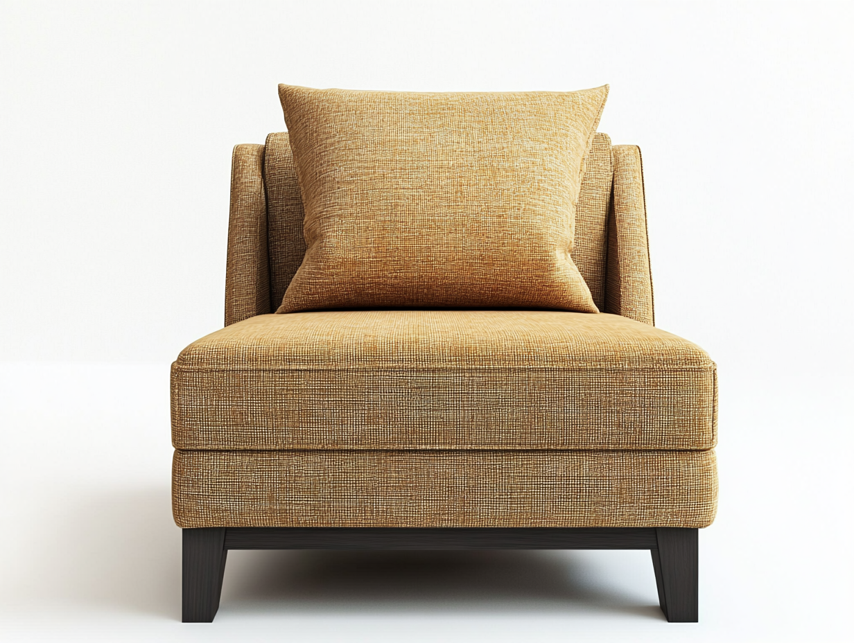 Sillón sin reposabrazos de chenilla – 85×90×80 cm – marrón claro – estilo contemporáneo