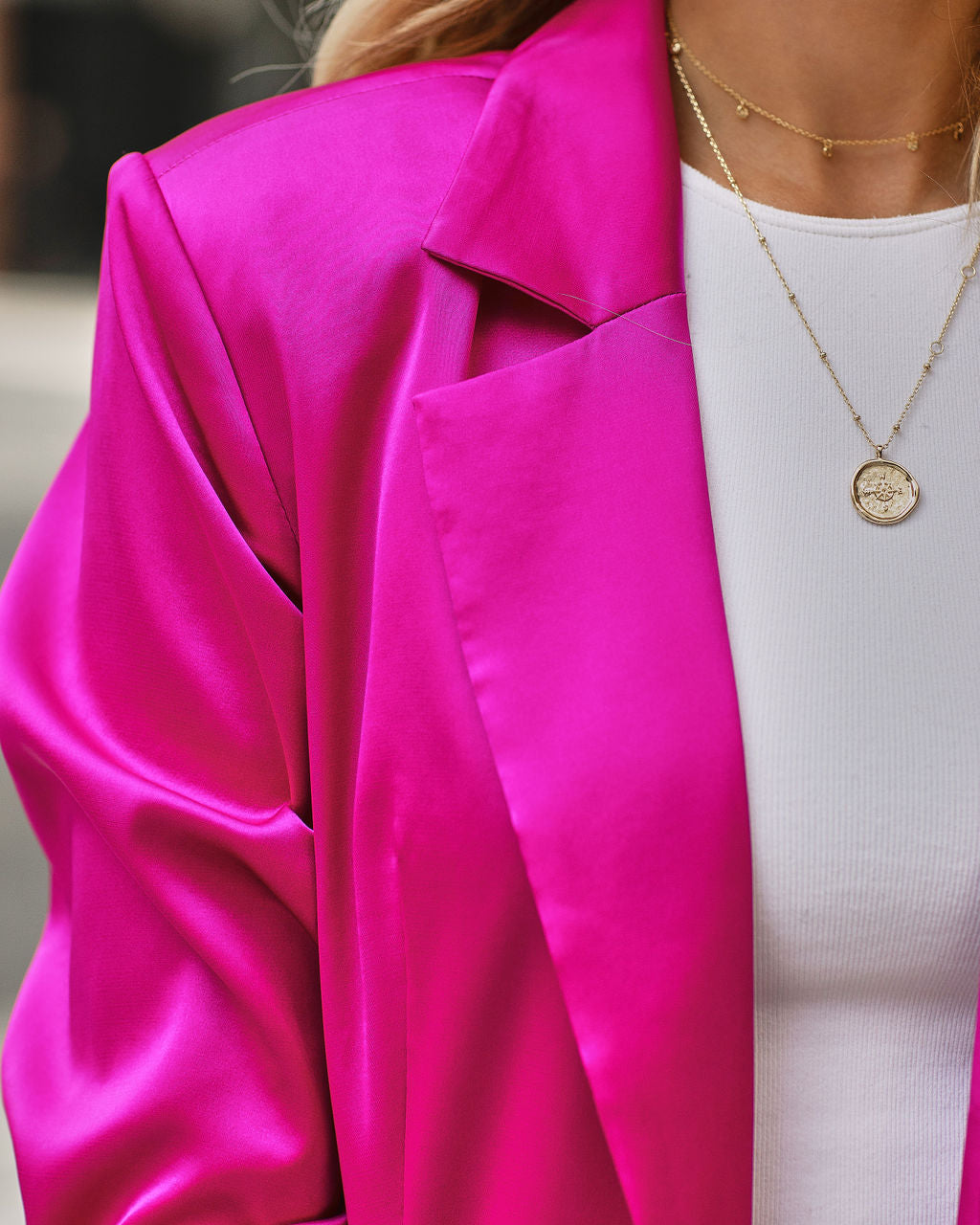 Barbie Dreams Satin Blazer - Fuchsia - Se7enfashion