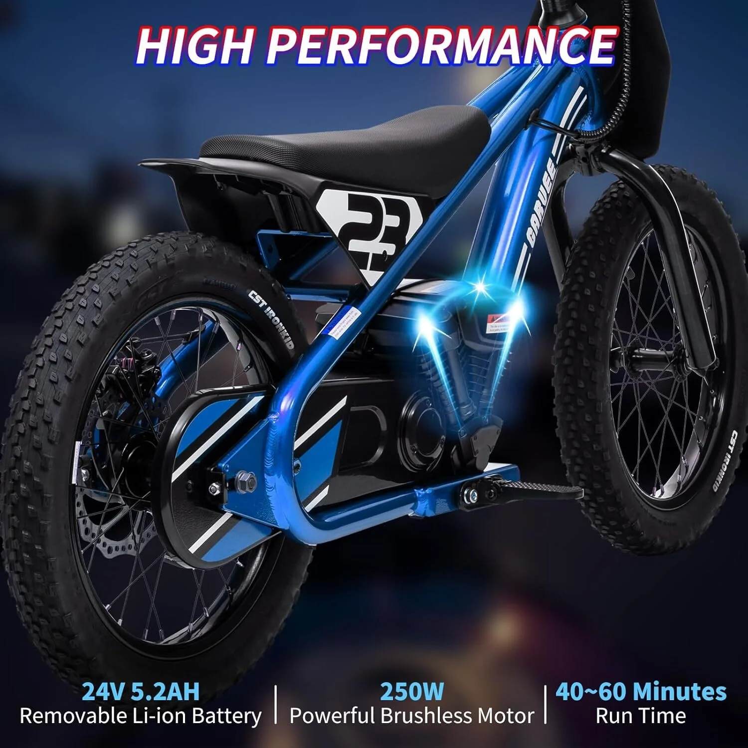 Aoile Electric Dirt Bike for Kids, 24V 5.2Ah Electric Motorcycle with 16" Tires, Electric Balance Bike w/Adjustable Speeds & Detachable Battery, Black - Image 11