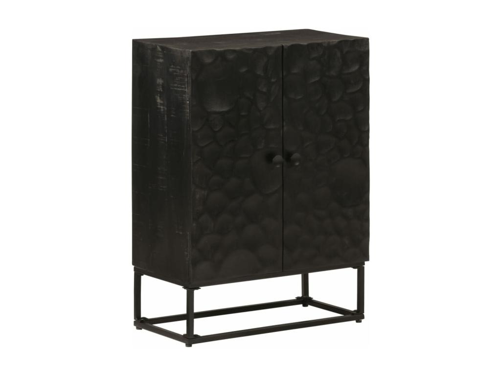 Pratcas Aparador de hierro y madera maciza de mango negro 55x30x76 cm