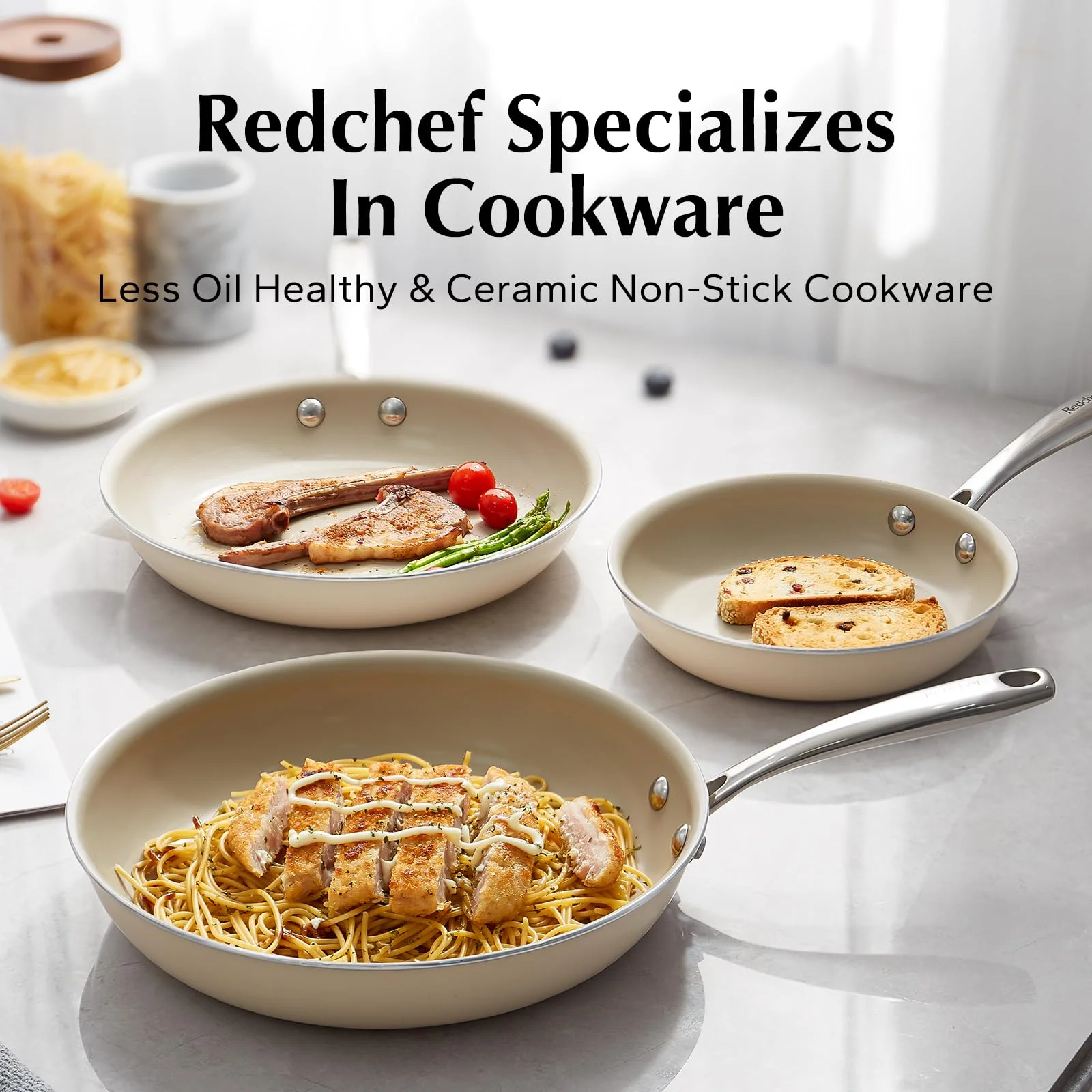 Redchef Non Stick Ceramic Frying Pan Set Ceramic Pans for Cooking Stainless Steel Handle - Image 16