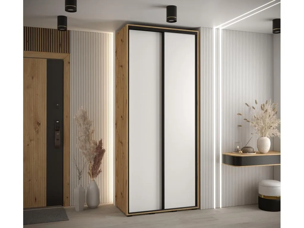 ARMARIO Mueblesclasic 1 DE PUERTAS CORREDERAS 235.2/120/45 2 puertas (Artisan/Blanco/Negro)