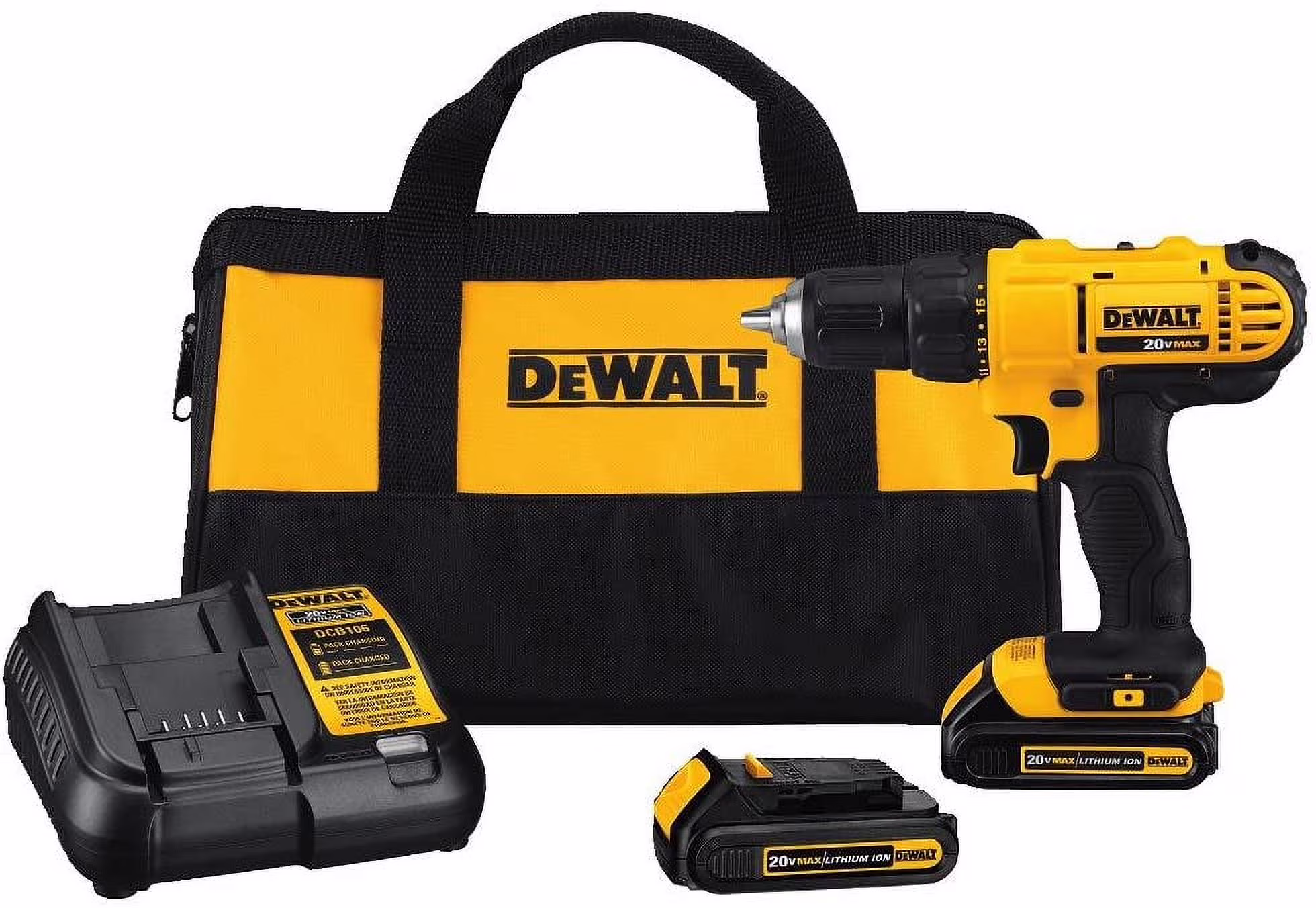 DEWALT 20V Max Cordless Drill/Driver Kit, Compact, 1/2 - Inch (DCD771C2), Yellow(Yellow)