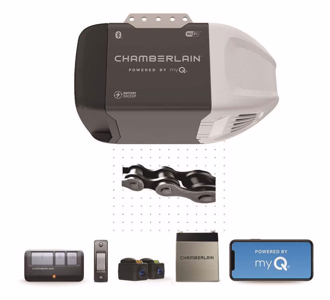 Chamberlain 0.5 HP Chain Drive Smart Garage Door Opener With 7 ft Rail - C2212T