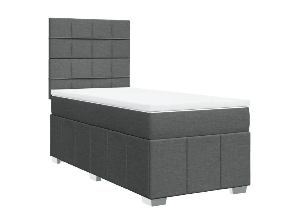 Cama box spring con colchón tela gris oscuro 90x190 cm cnu3521395