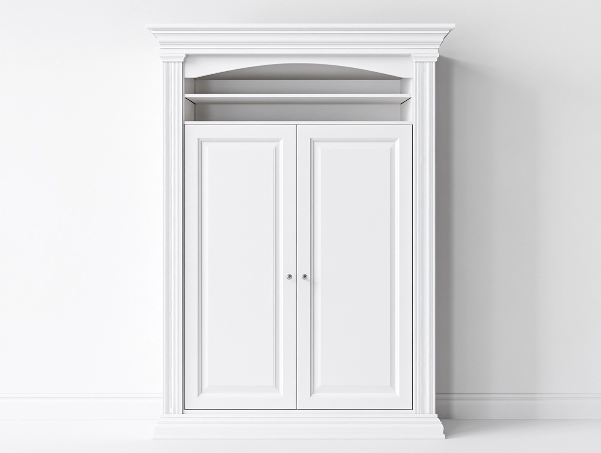Armario blanco clásico de madera para dormitorio 200x120x60 cm con estantes de almacenamiento HA1953912