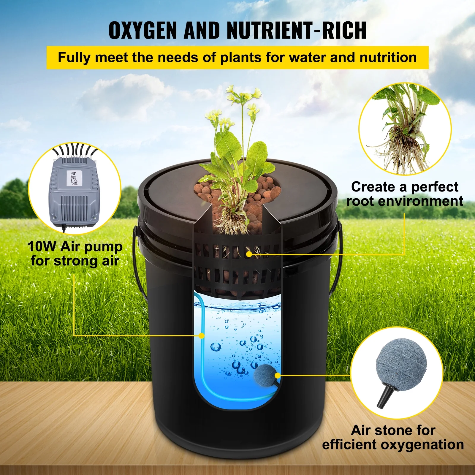 KFFKFF DWC Cultivation System, 8 Containers of 5 Gallons, Deep Water Cultivation Planting Bucket, Hydroponic Cultivation Set with Pump, Air Stone and Water Measurement Tool - Image 8