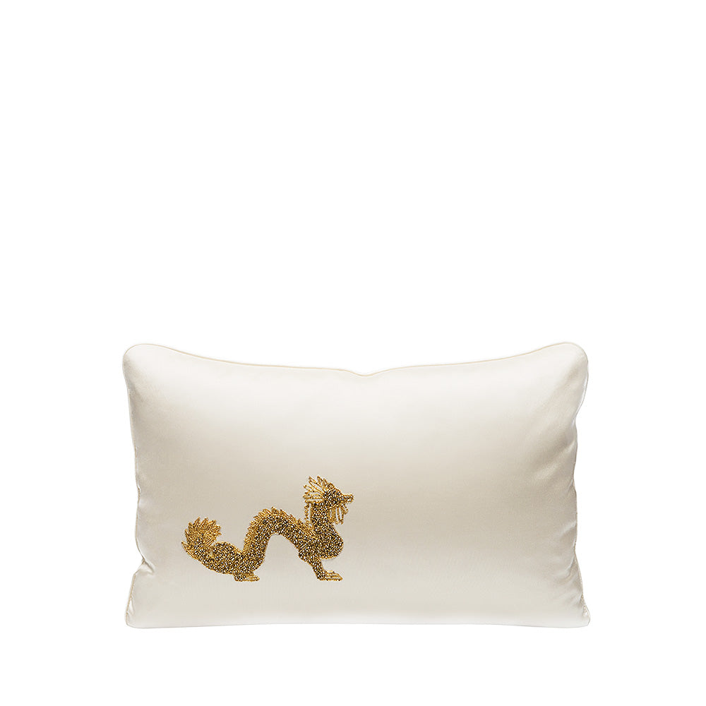 COUSSIN PERLÉ DRAGON - SOIE IVOIRE, PERLÉ, PETIT MODÈLE