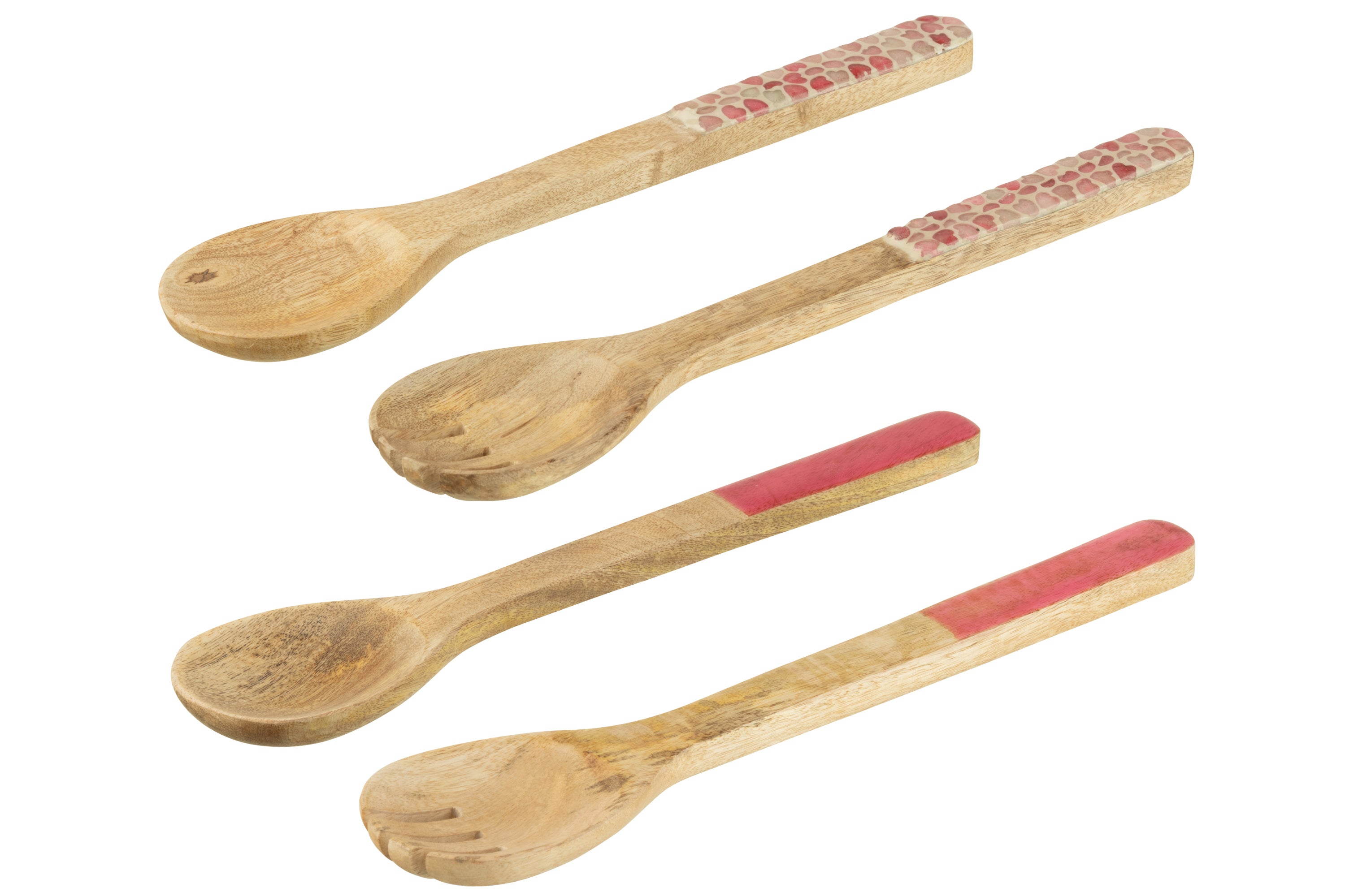 J-Line slabestek Lang Mango - hout - roze - 2 dozen van 2 st