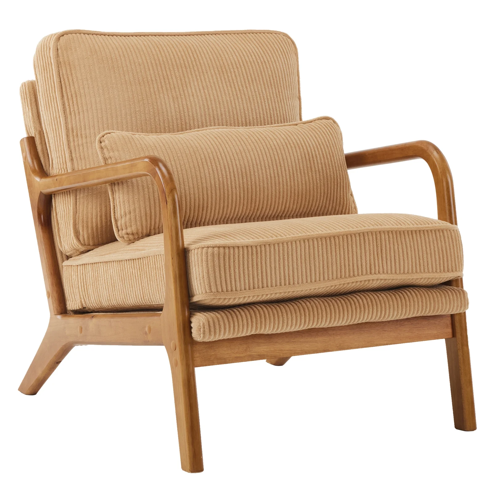Ktaxon Accent Chair Corduroy Upholstered Armchair, Reading Club Chair with Pillow and Solid Wood Frame for Living Room Bedroom Furniture Off White - Image 80