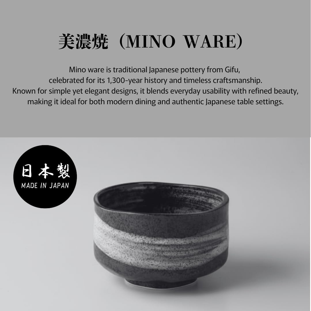 Ceramic Matcha Tea Bowl Authentic Japanese Tea Ceremony Pottery, Mino Ware Made in Japan, Yukishino Snow