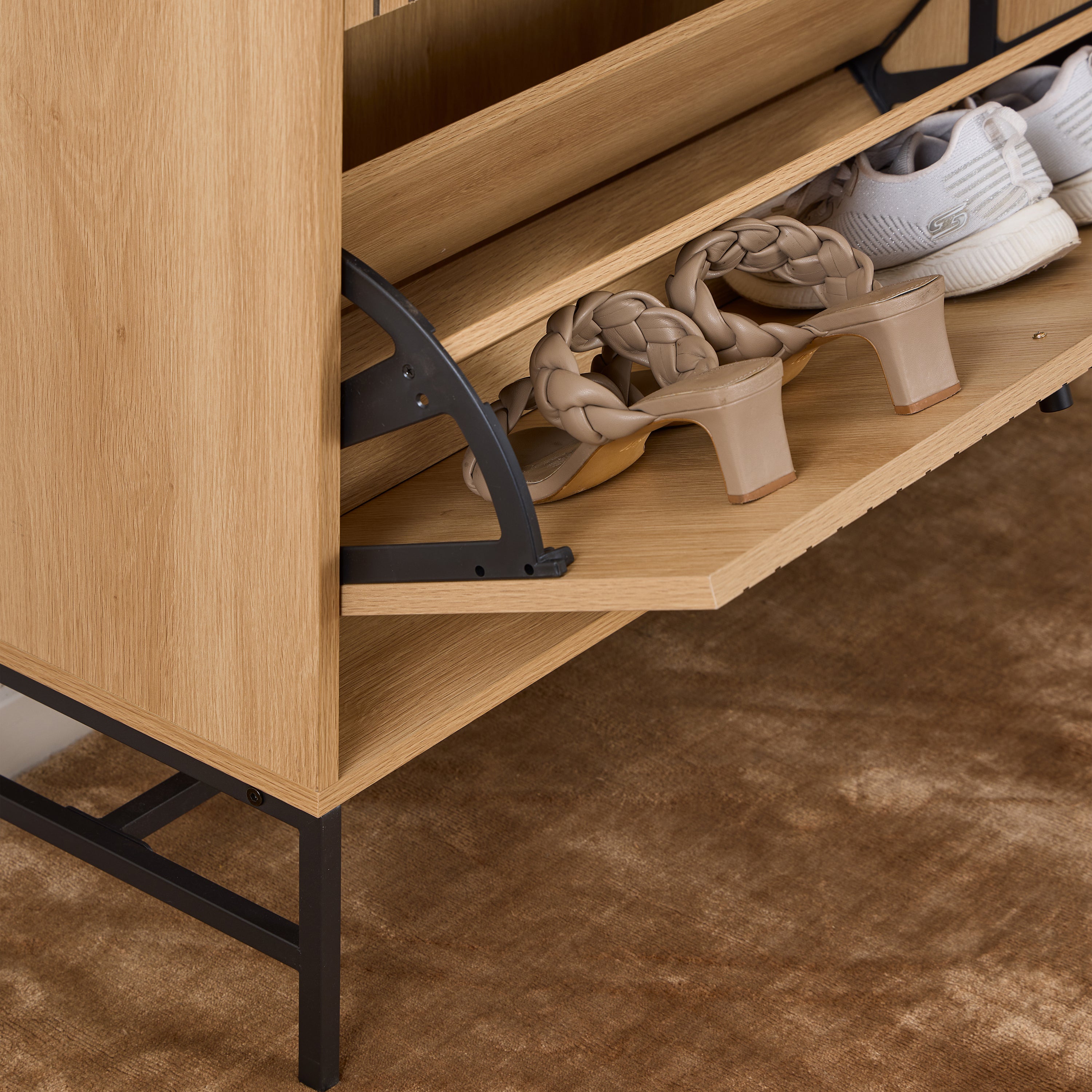 by fonQ Lamina Schoenenkast - 3 Lades - met Zijkast - Eiken