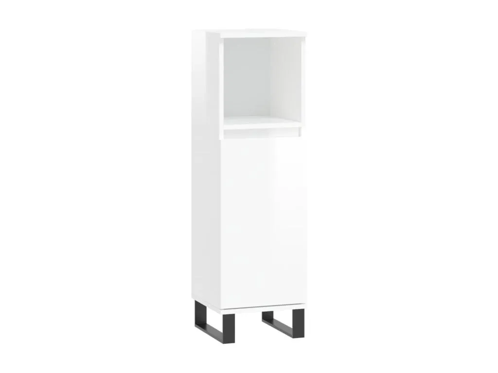 Armario de baño Mobtrendy contrachapada blanco brillo 30x30x100 cm 11079tnzr