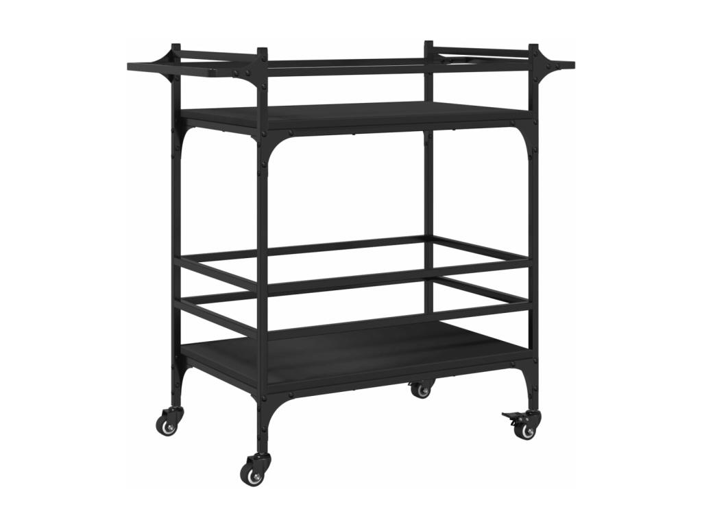 Casaplu Carrito de cocina de madera de ingeniería negro 82x40x78,5 cm