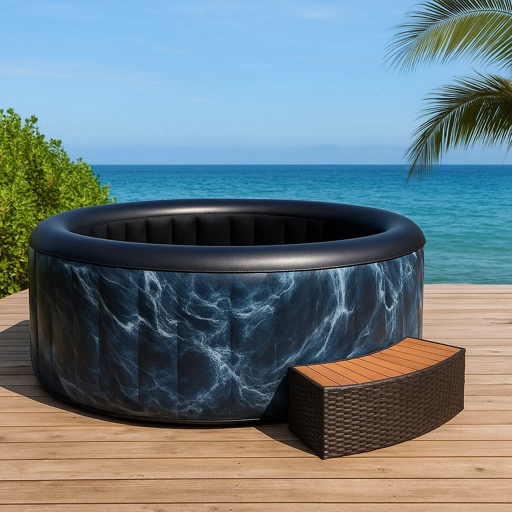 Spa hinchable redondo,6 personas,PVC,negro mármol diámetro 180x70 cm - LlR3Ff4KnT7j