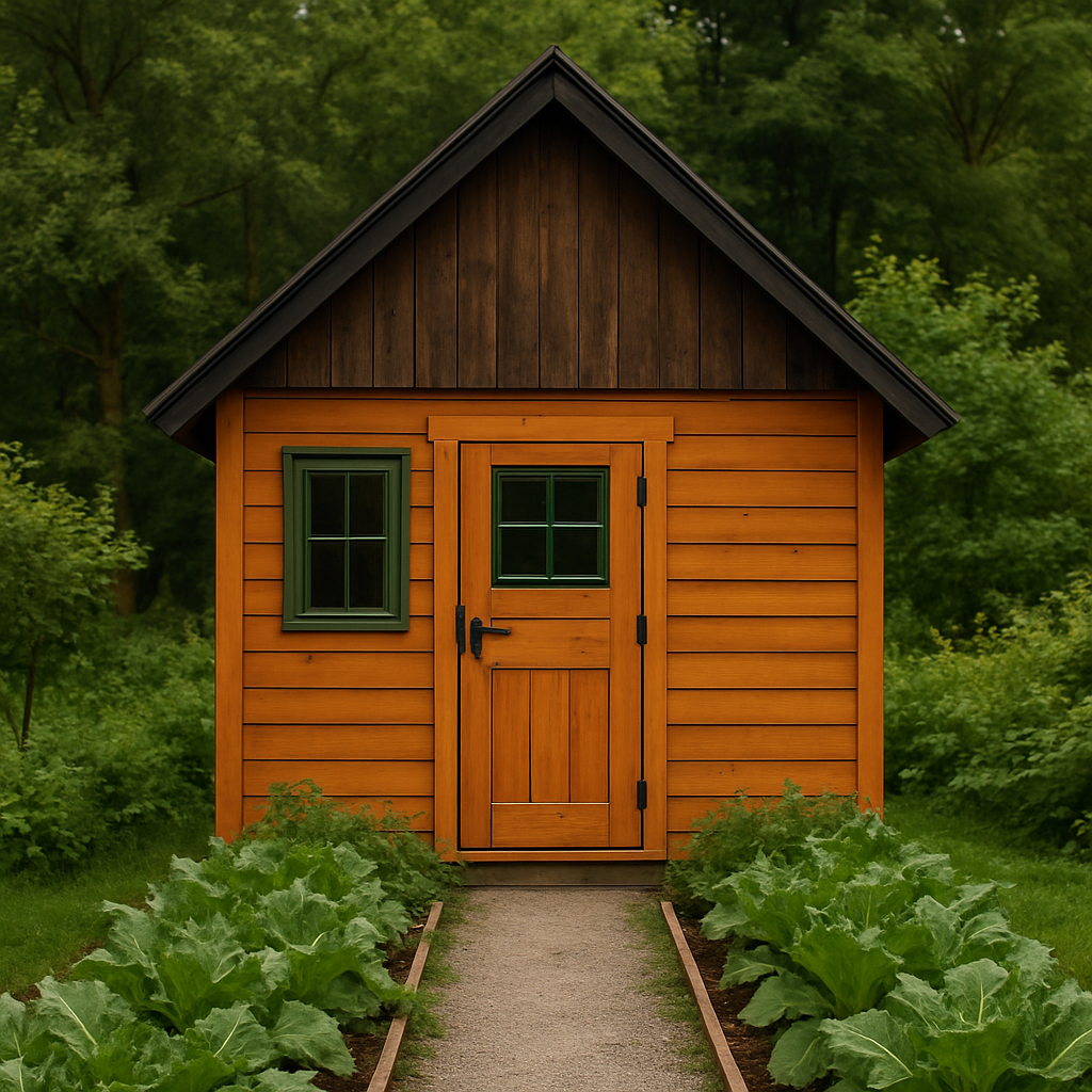Caseta de jardin de madera Caseta de almacenamiento Naranja y Verde Madera sintética Exterior 220×190×250cm