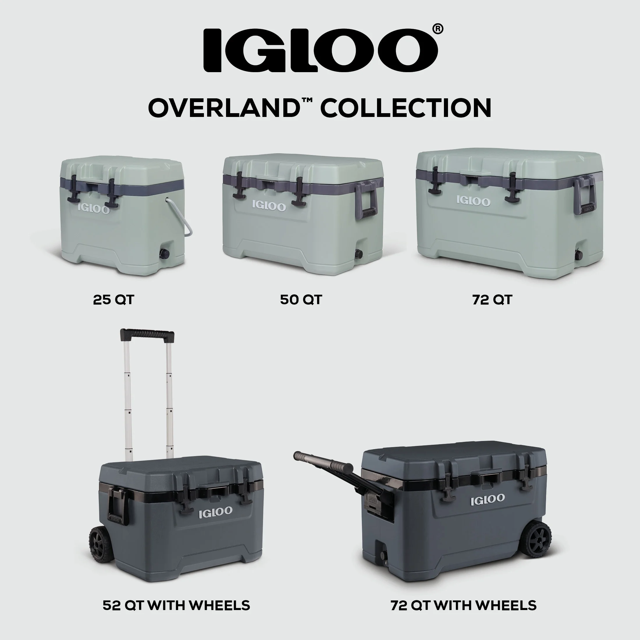 Igloo 52 QT Overland Ice Chest Cooler with Wheels, Gray - Image 9