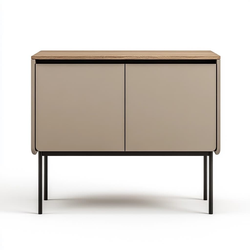 Armario de almacenamiento Madera MDF Rectangular Beige 100 cm x 40 cm x 80 cm