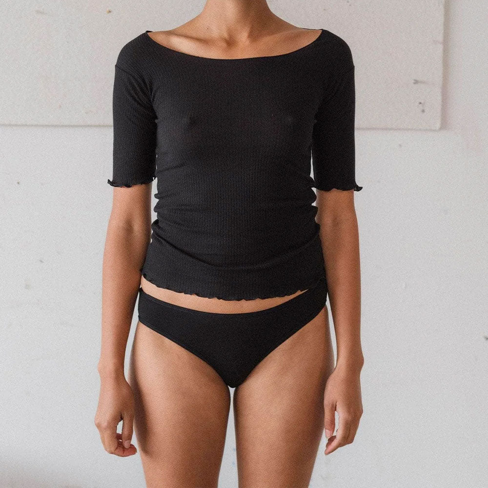 Baserange - T-Shirt Pama 3/4 - Noir