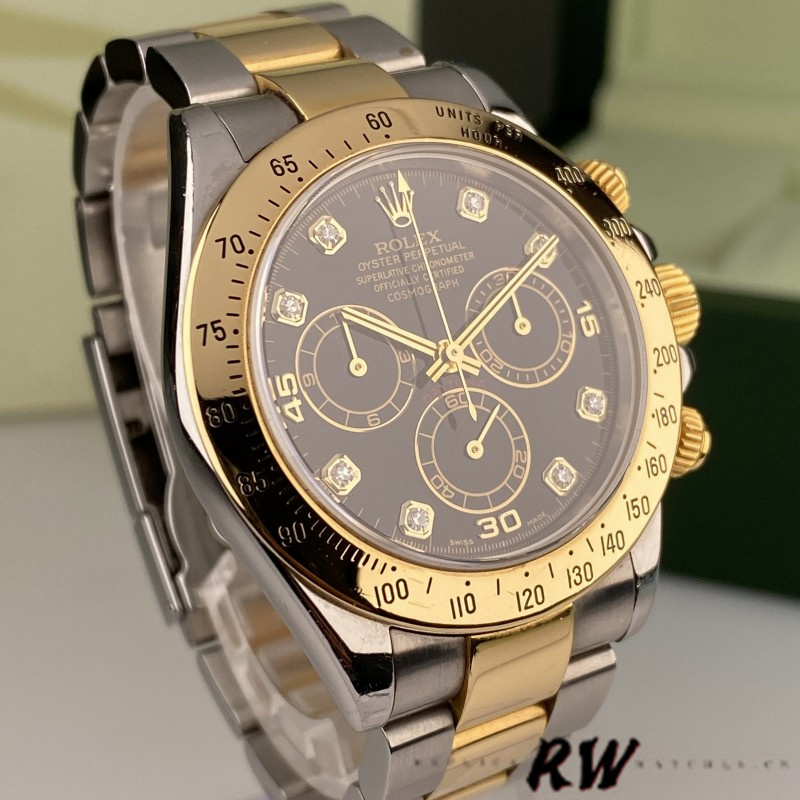 Rolex Daytona 116523 Stainless Steel Black Diamond Dial 40mm Mens Replica Watch