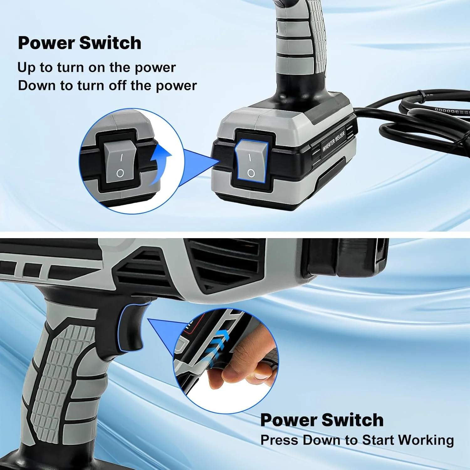Handheld Welding Machine 110V 20-120Amp Portable ARC Welder Gun Hand Held Welder Machine with IGBT Inverter 6 Variable Current Adjustment for 1/16''-1/8'' Welding Rods Welding Tool Kit - Image 3