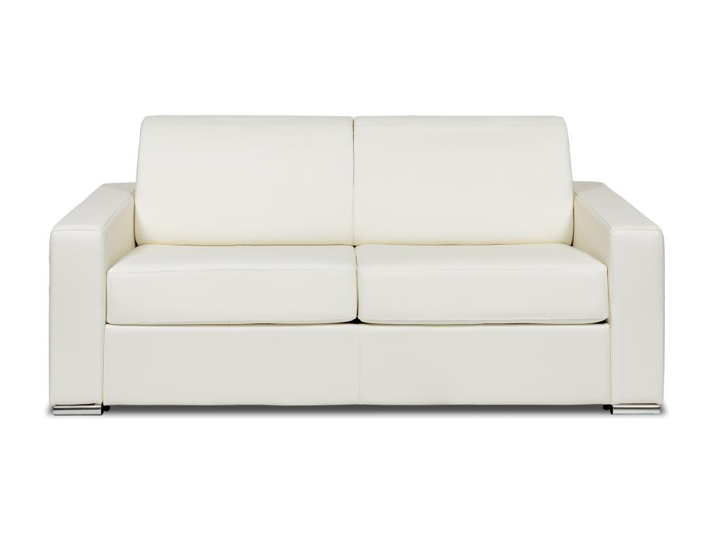 Sofá cama de 3 plazas de apertura rápida de cuero de búfalo blanco - Cama de 140 cm - Colchón de 22 cm - CALITO