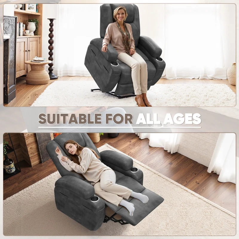 Lacoo power lift electric Massage recliner chair Oversized Single Sofa with Cup Holder for elderly,Black - Image 8