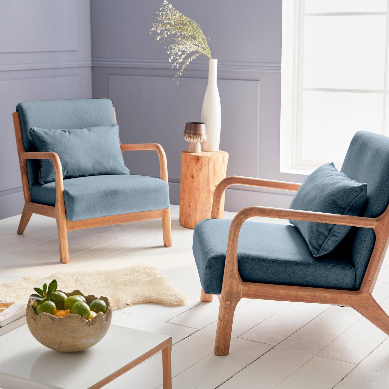 Lorens - Sillón de diseño de madera y tela