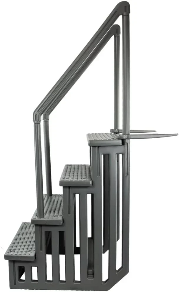 Select Anti-Slip in-Pool Steps | Gray | for Above Ground Swimming Pools | Can Mount to Decks 48" to 54" H | Safety Stairs Capacity Up to 300 lbs