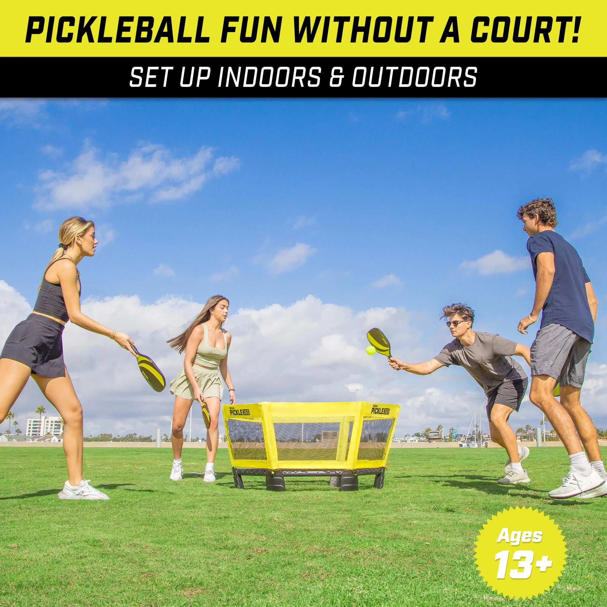 GoSports Pickle 360 Game Set - Pickleball Meets Roundnet - Outdoor Lawn, Beach Paddle Ball Game - Image 2