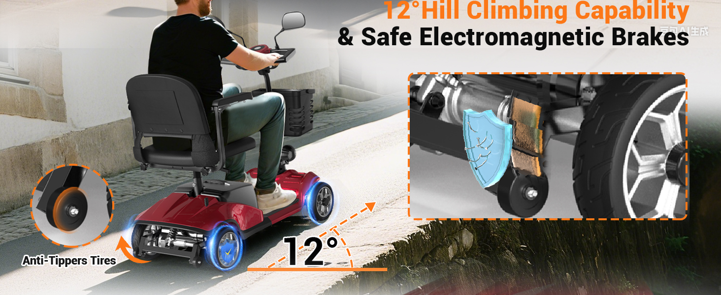 BIQISSI 4 Wheels Mobility Scooter for Adults, Foldable Motorized Mobility Scooter
