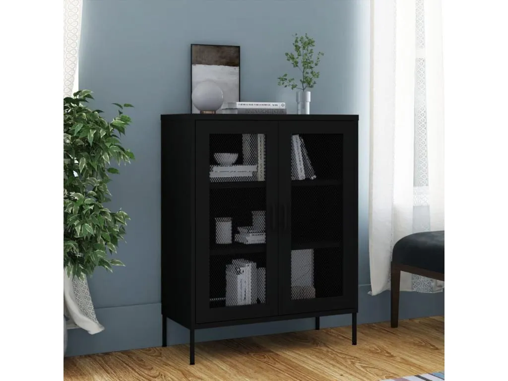 Armario de almacenamiento acero negro 80x35x101.5 cm