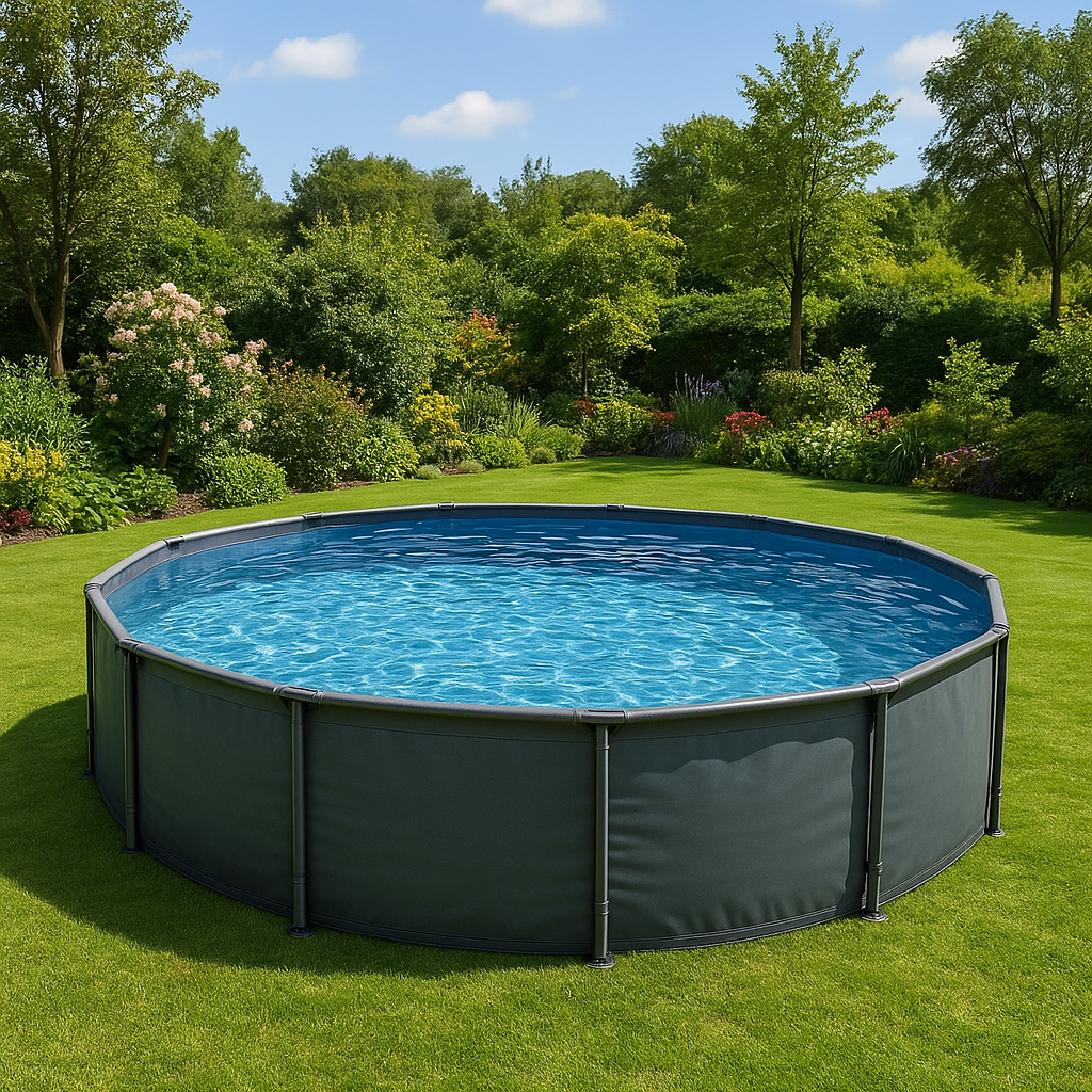 Piscina tubular redonda Redonda Piscina Sí Plástico/Metal 457x107 cm Gris oscuro