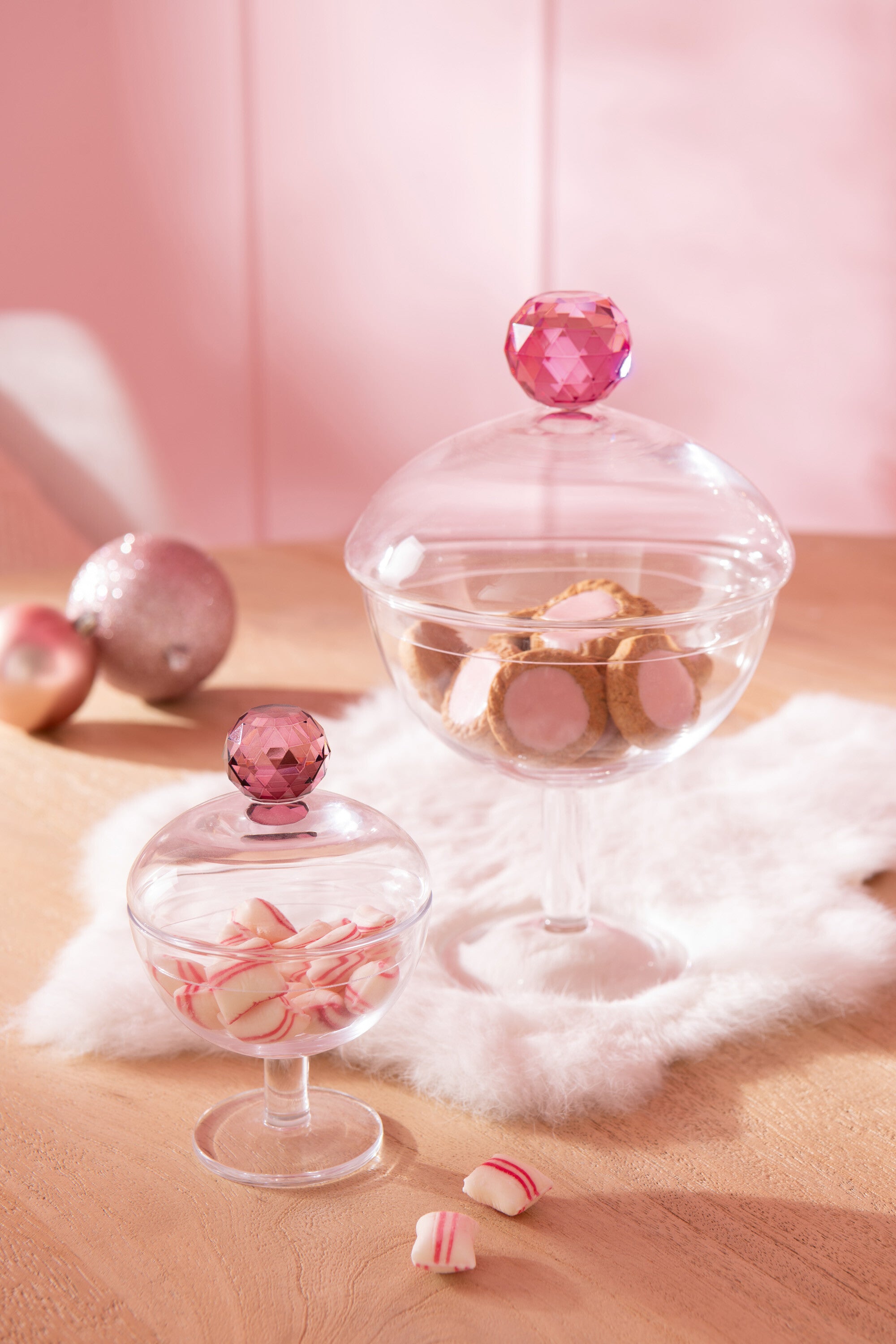 J-Line voorraadpot Diamant - kristalglas - roze transparant