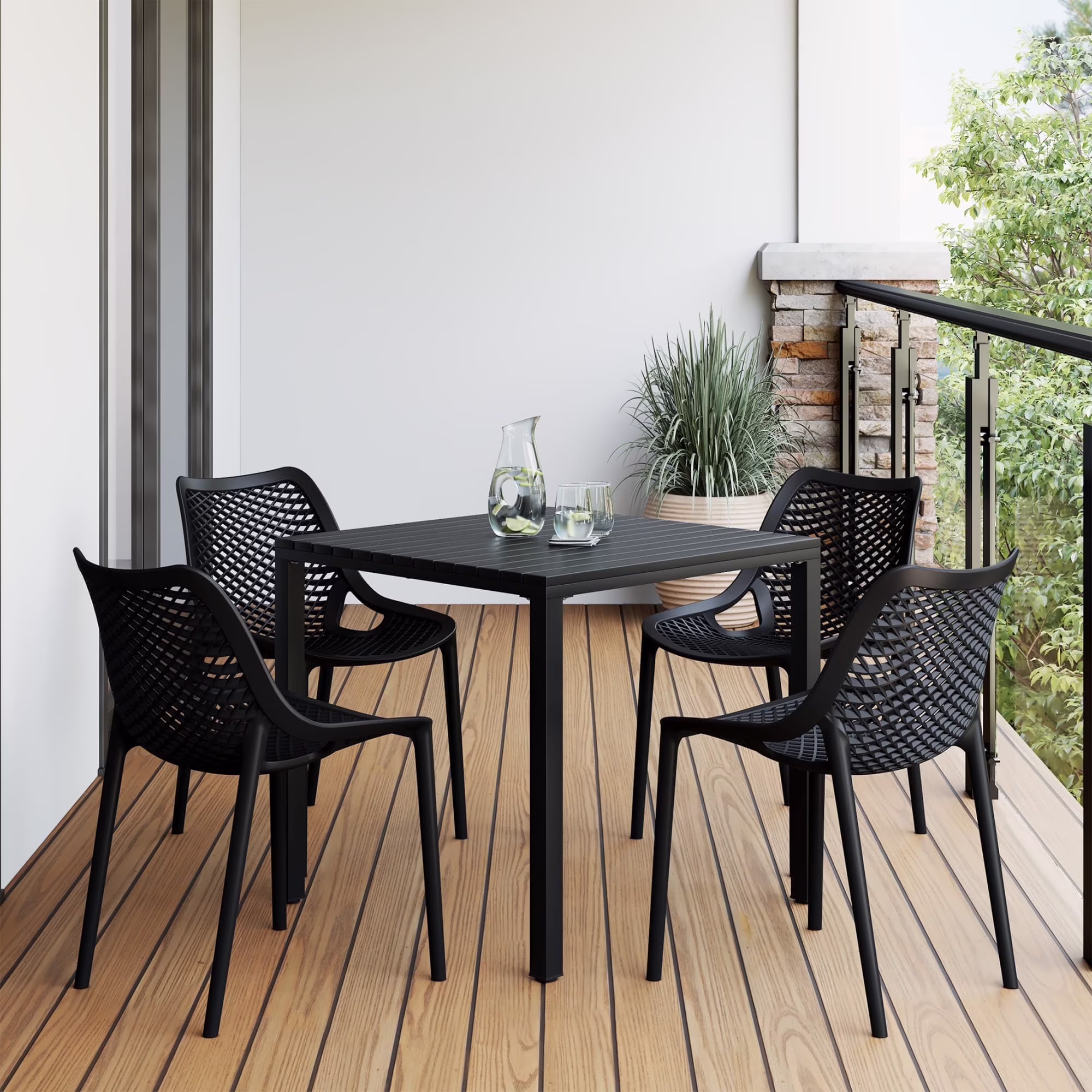 WestinTrends Playa 5-Piece Outdoor Patio Metal Frame Dining Table Set with Stackable Patio Dining Chairs, Olive Green - Image 5