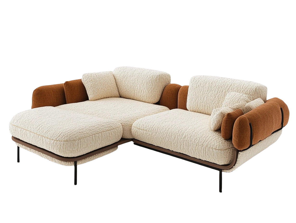 Sofá modular con cojines acolchonados